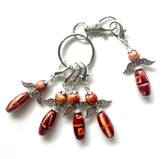 WSTG Cylindrical Wooden Beads #003 Set of 5 Knitting Stitch Markers